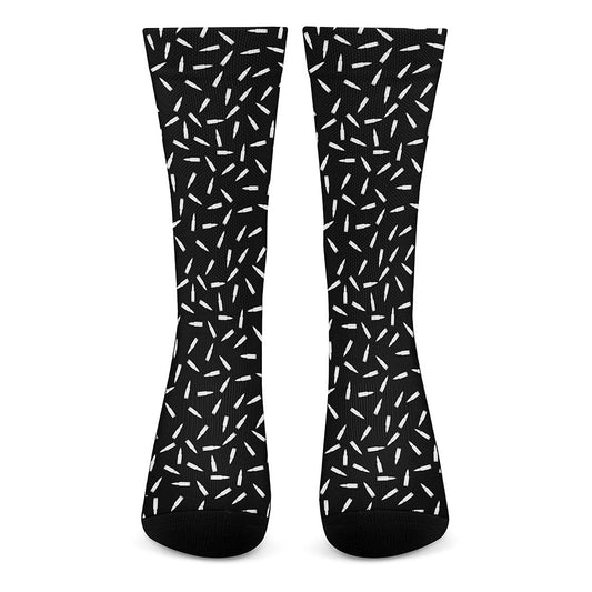 White And Black Gun Bullet Pattern Print Crew Socks