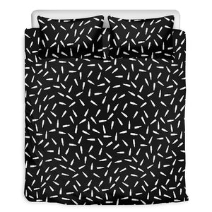 White And Black Gun Bullet Pattern Print Duvet Cover Bedding Set