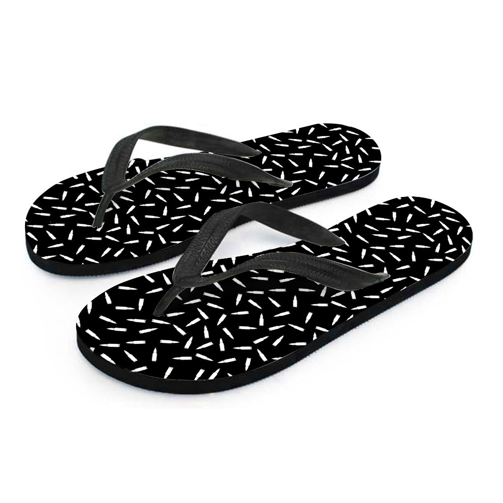 White And Black Gun Bullet Pattern Print Flip Flops