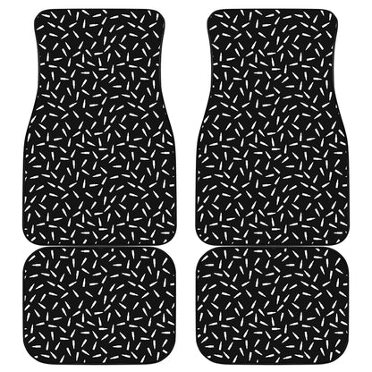 White And Black Gun Bullet Pattern Print Front and Back Car Floor Mats