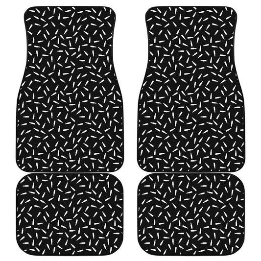 White And Black Gun Bullet Pattern Print Front and Back Car Floor Mats