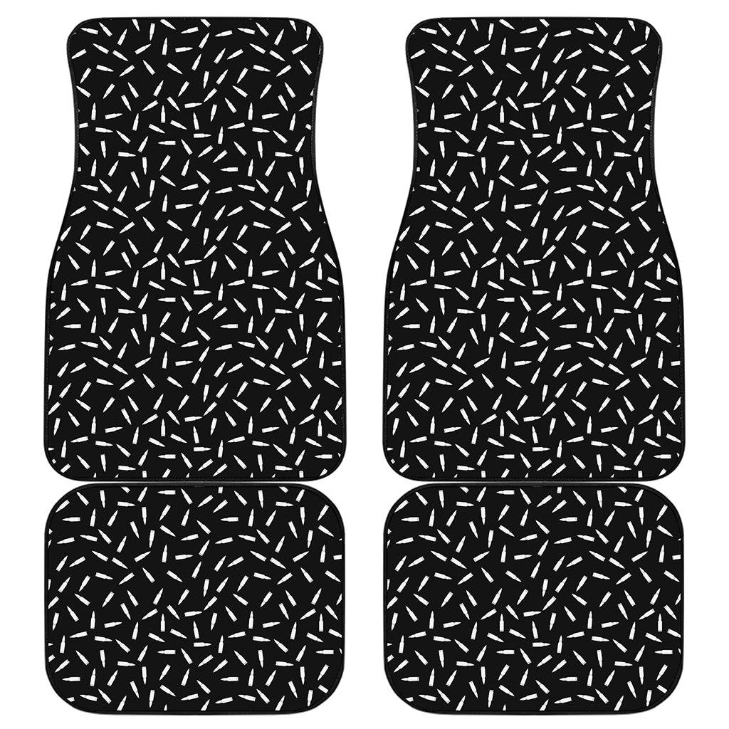 White And Black Gun Bullet Pattern Print Front and Back Car Floor Mats