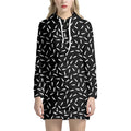 White And Black Gun Bullet Pattern Print Pullover Hoodie Dress