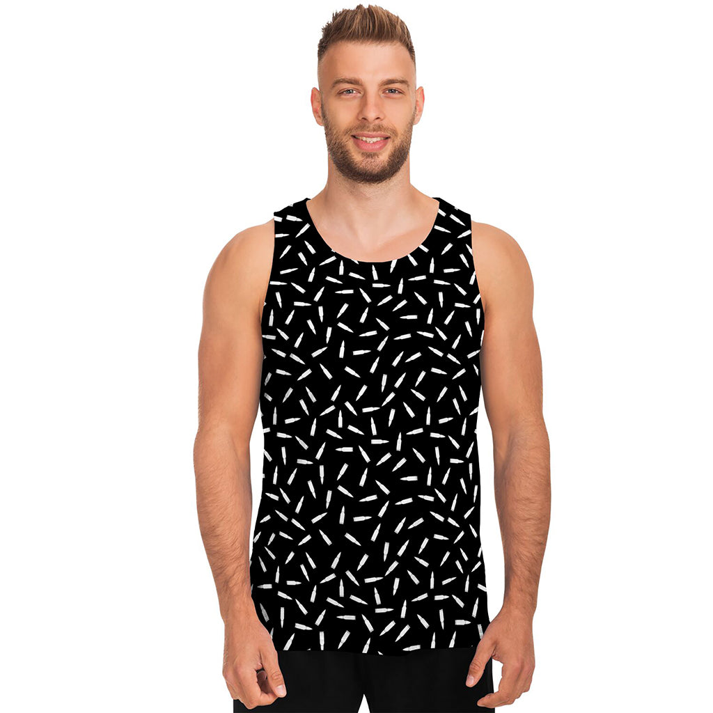 White And Black Gun Bullet Pattern Print Men's Tank Top