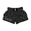 White And Black Gun Bullet Pattern Print Muay Thai Boxing Shorts