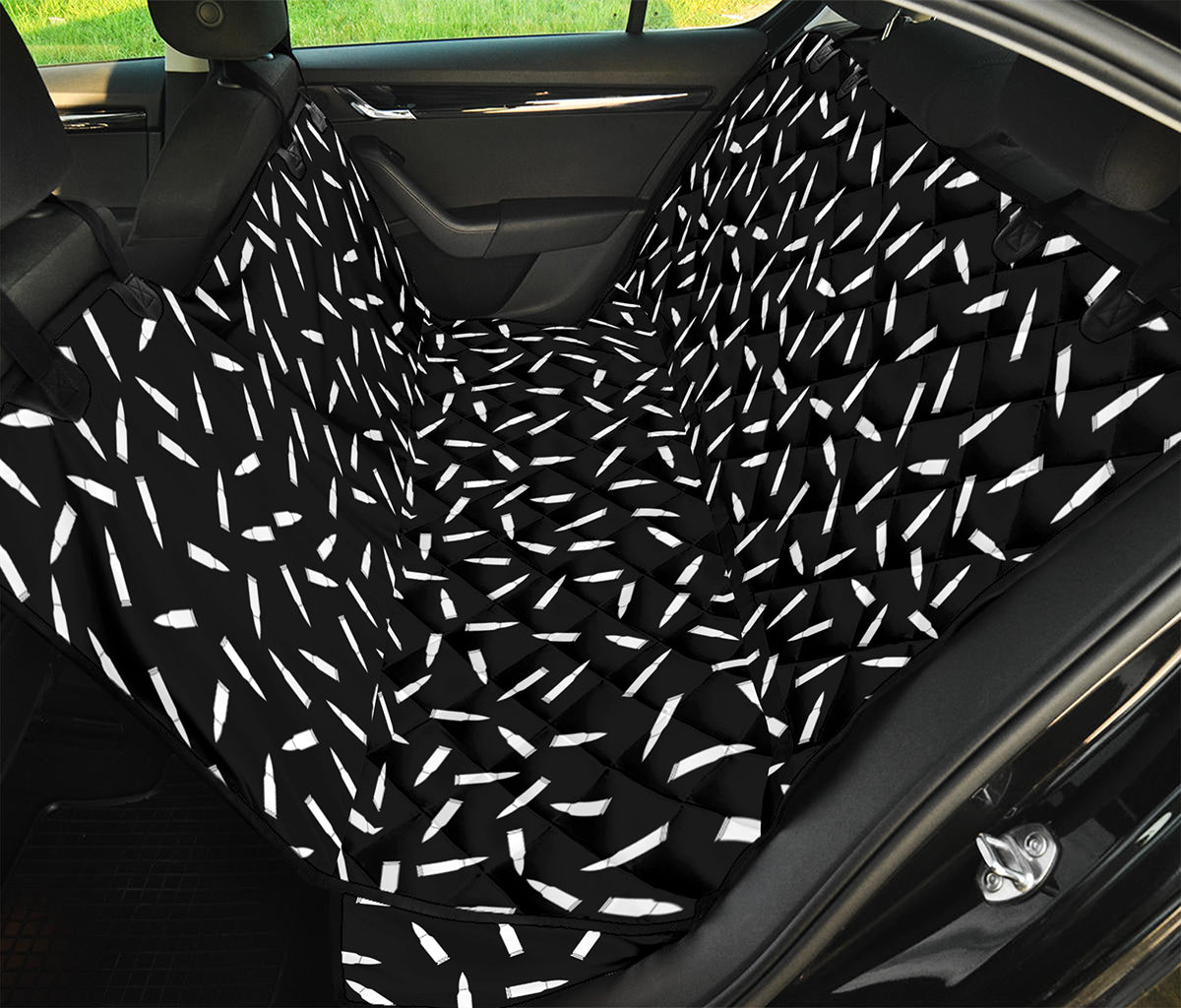 White And Black Gun Bullet Pattern Print Pet Car Back Seat Cover