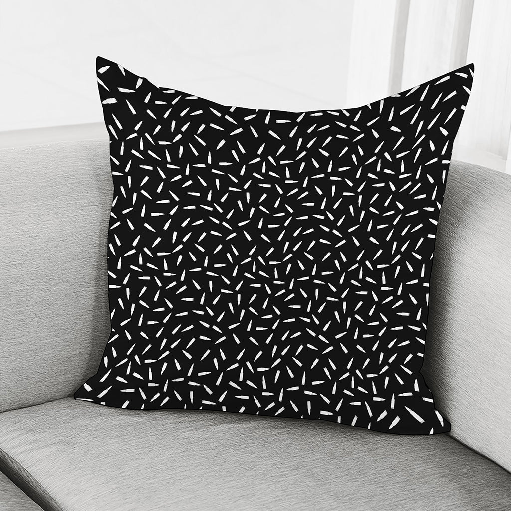 White And Black Gun Bullet Pattern Print Pillow Cover