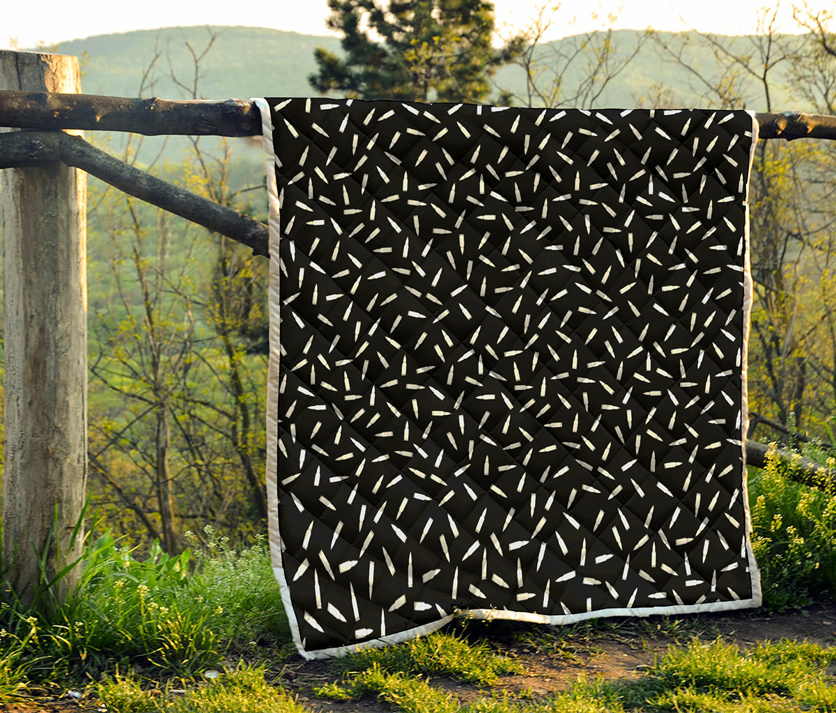 White And Black Gun Bullet Pattern Print Quilt