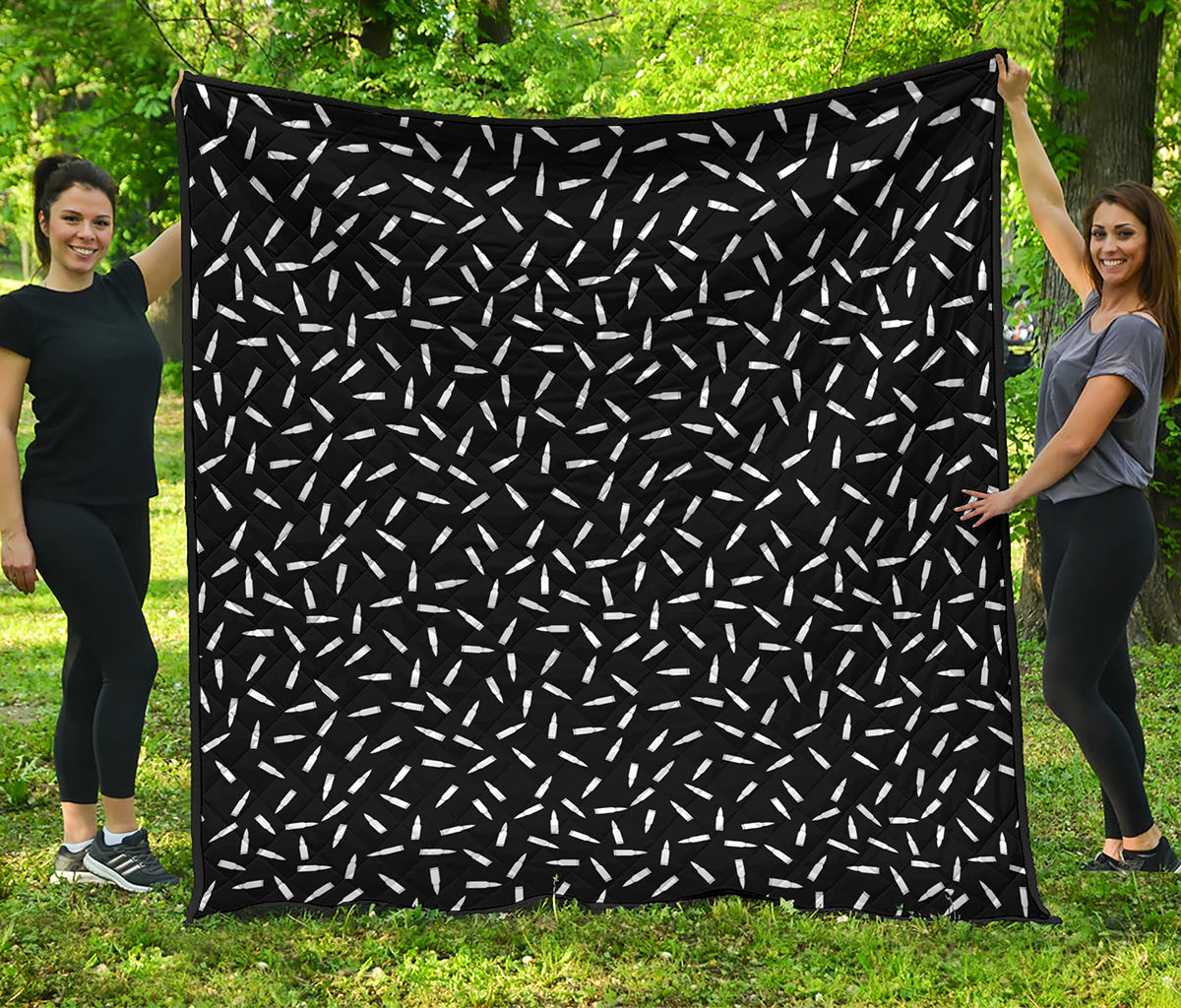 White And Black Gun Bullet Pattern Print Quilt