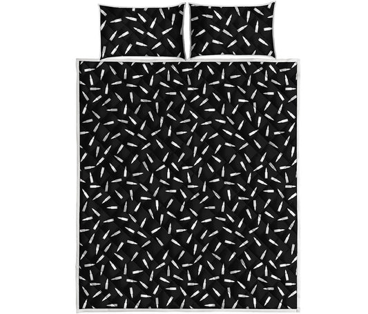 White And Black Gun Bullet Pattern Print Quilt Bed Set
