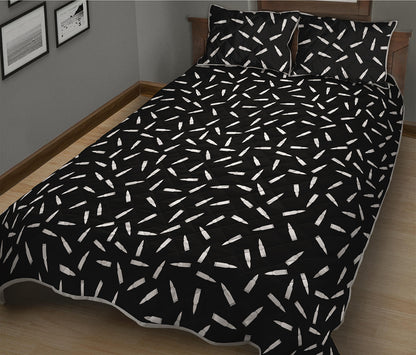 White And Black Gun Bullet Pattern Print Quilt Bed Set