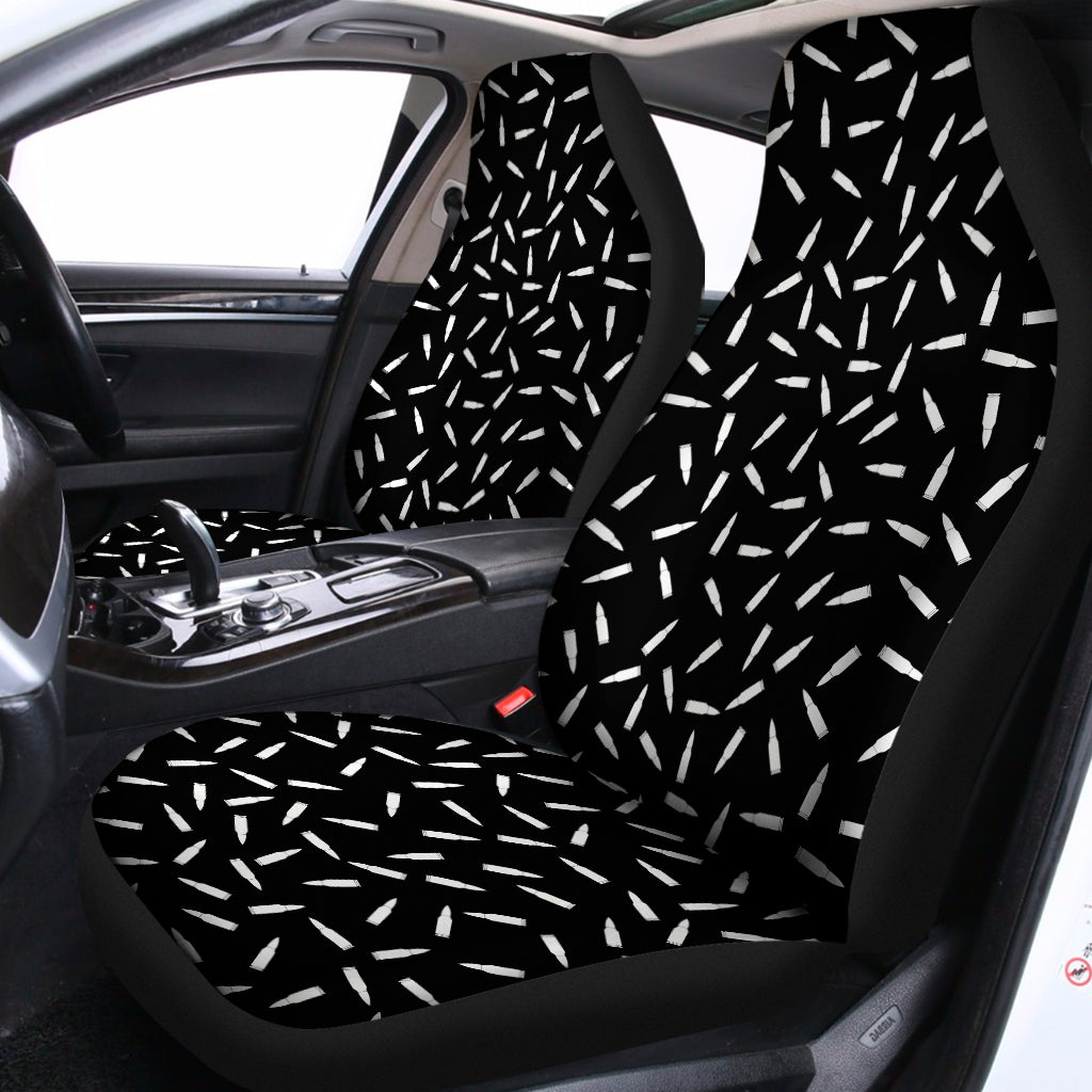 White And Black Gun Bullet Pattern Print Universal Fit Car Seat Covers