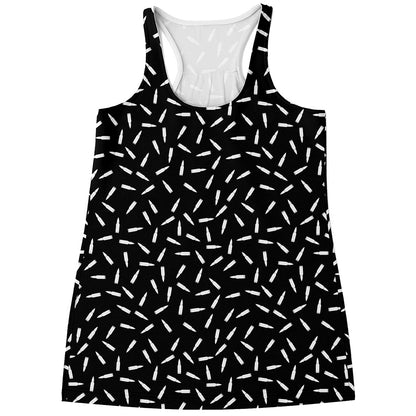 White And Black Gun Bullet Pattern Print Women's Racerback Tank Top
