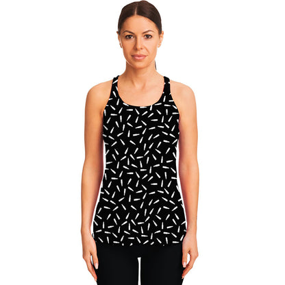 White And Black Gun Bullet Pattern Print Women's Racerback Tank Top