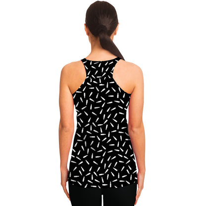 White And Black Gun Bullet Pattern Print Women's Racerback Tank Top