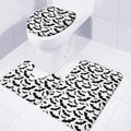 White And Black Halloween Bat Print 3 Piece Bath Mat Set