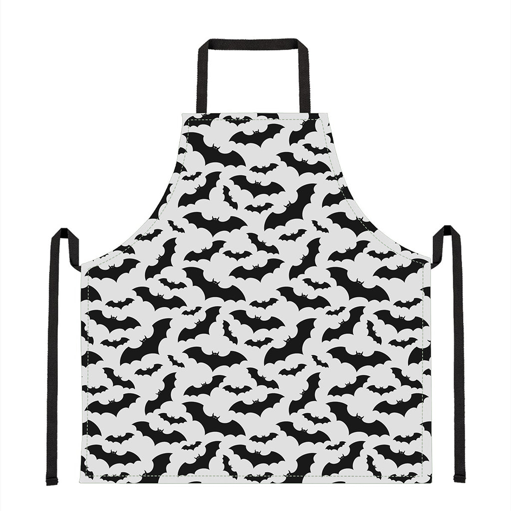 White And Black Halloween Bat Print Apron