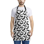 White And Black Halloween Bat Print Apron