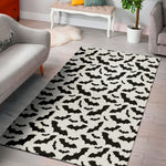 White And Black Halloween Bat Print Area Rug