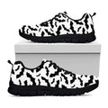 White And Black Halloween Bat Print Black Running Shoes