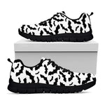 White And Black Halloween Bat Print Black Sneakers