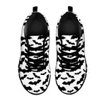White And Black Halloween Bat Print Black Sneakers