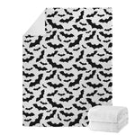 White And Black Halloween Bat Print Blanket