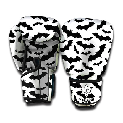 White And Black Halloween Bat Print Boxing Gloves