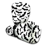 White And Black Halloween Bat Print Boxing Gloves