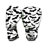 White And Black Halloween Bat Print Boxing Gloves