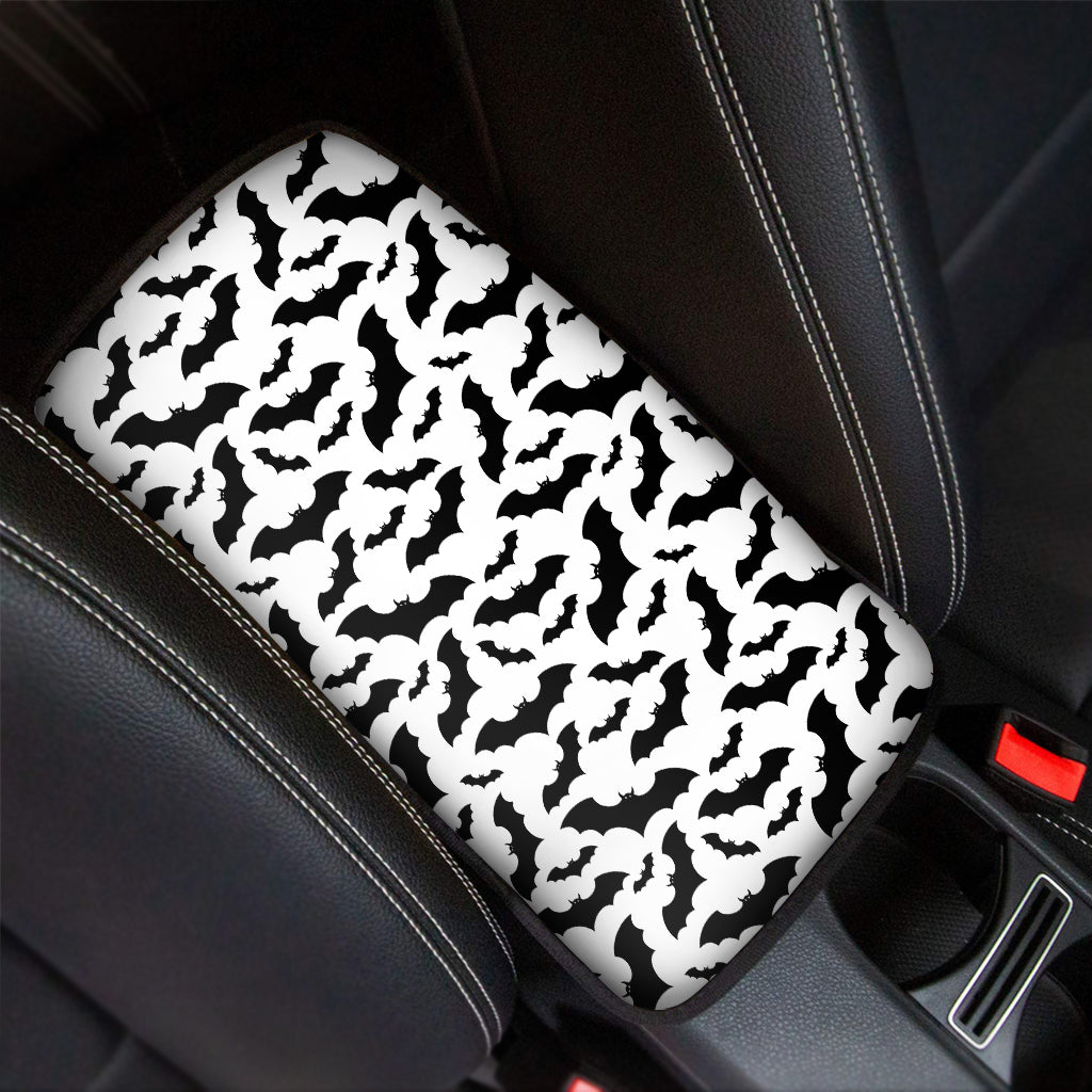 White And Black Halloween Bat Print Car Center Console Cover