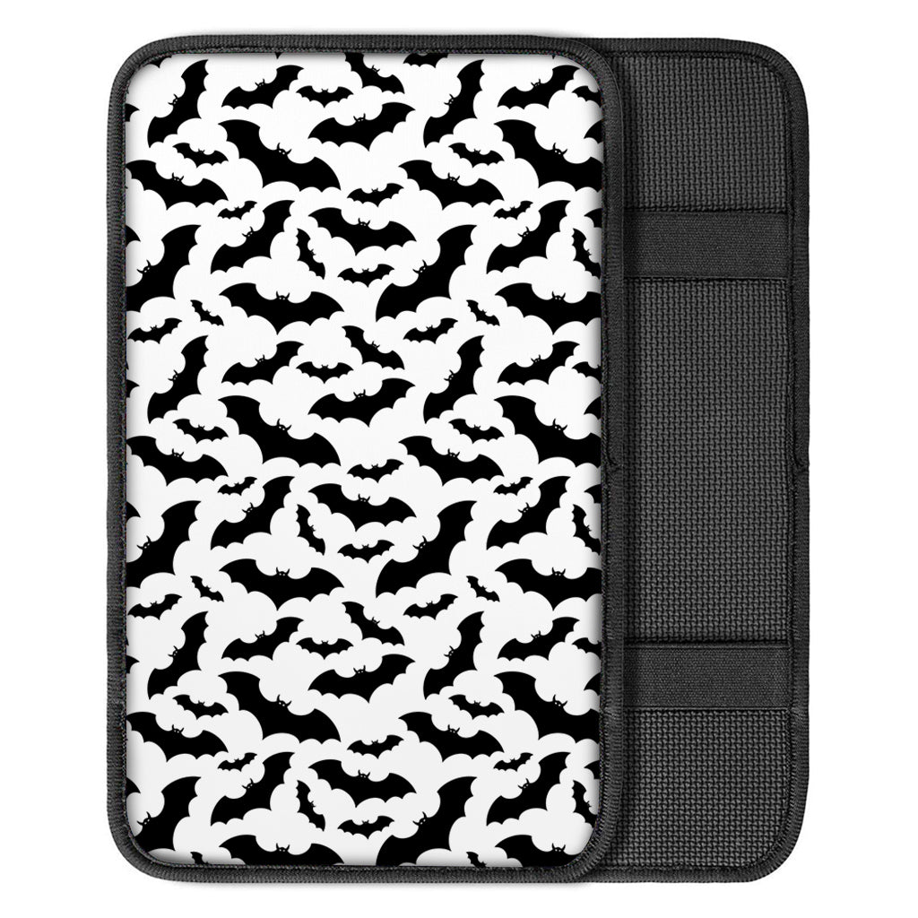 White And Black Halloween Bat Print Car Center Console Cover