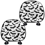 White And Black Halloween Bat Print Car Headrest Covers