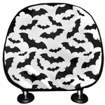 White And Black Halloween Bat Print Car Headrest Covers