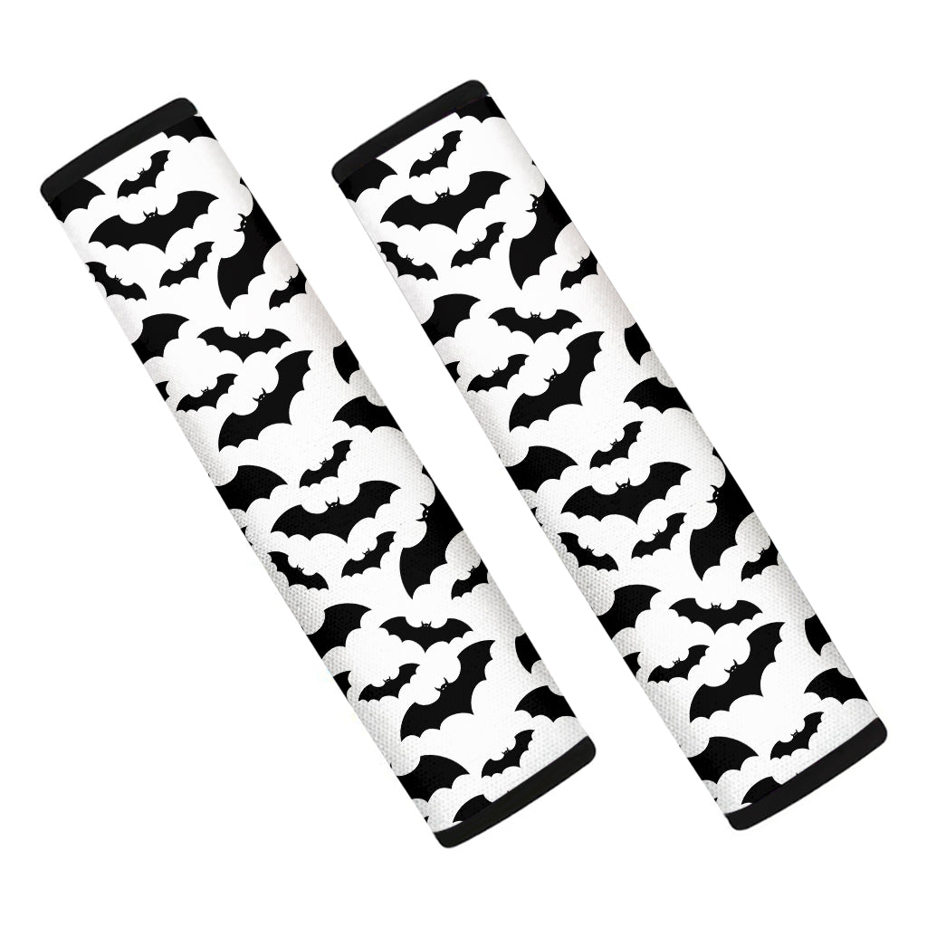 White And Black Halloween Bat Print Car Seat Belt Covers
