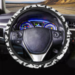 White And Black Halloween Bat Print Car Steering Wheel Cover