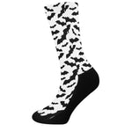 White And Black Halloween Bat Print Crew Socks