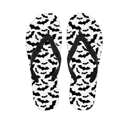 White And Black Halloween Bat Print Flip Flops