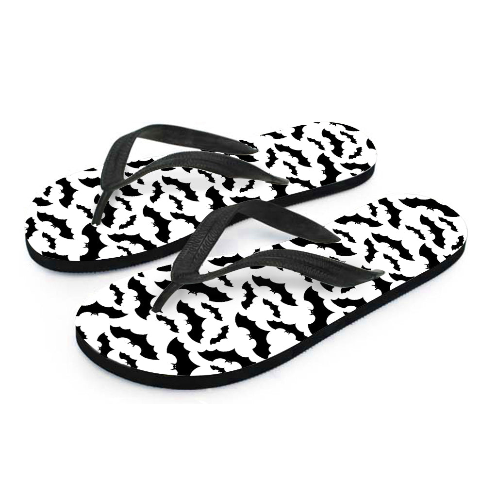 White And Black Halloween Bat Print Flip Flops