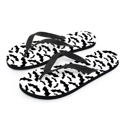 White And Black Halloween Bat Print Flip Flops
