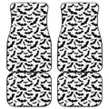 White And Black Halloween Bat Print Front and Back Car Floor Mats