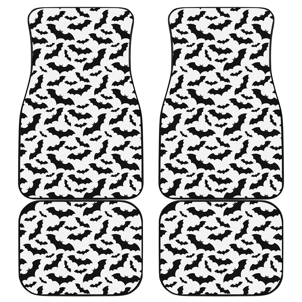 White And Black Halloween Bat Print Front and Back Car Floor Mats