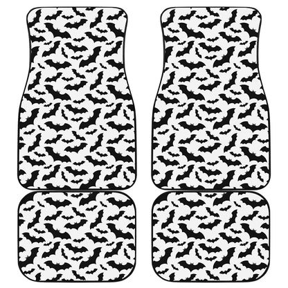 White And Black Halloween Bat Print Front and Back Car Floor Mats