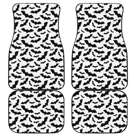 White And Black Halloween Bat Print Front and Back Car Floor Mats