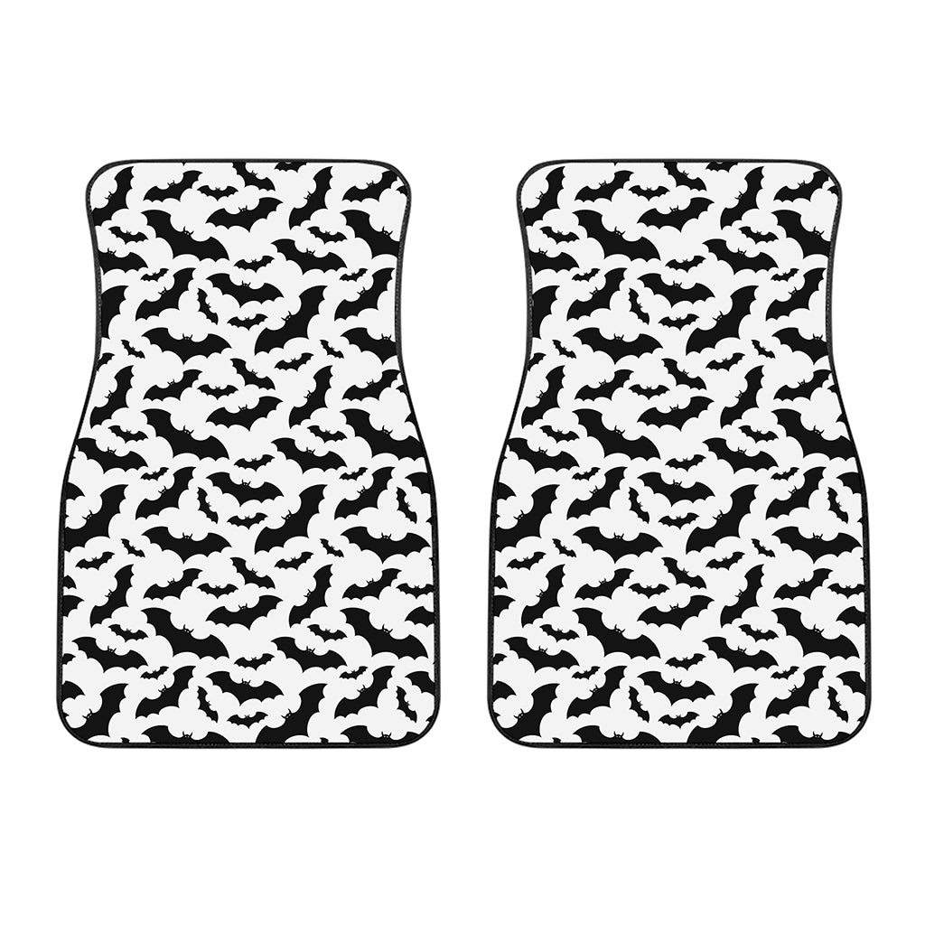 White And Black Halloween Bat Print Front Car Floor Mats