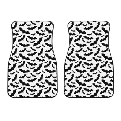 White And Black Halloween Bat Print Front Car Floor Mats