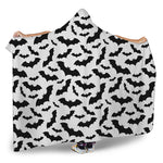 White And Black Halloween Bat Print Hooded Blanket