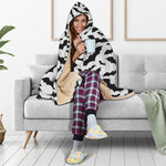 White And Black Halloween Bat Print Hooded Blanket