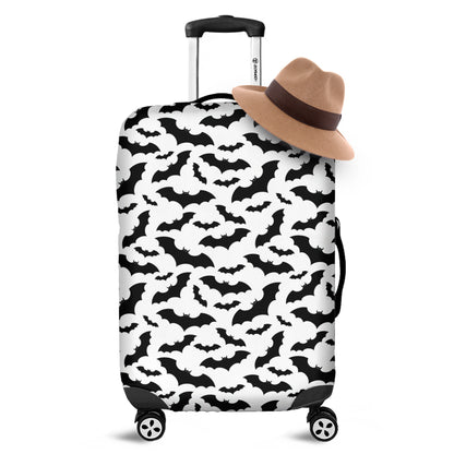 White And Black Halloween Bat Print Luggage Cover