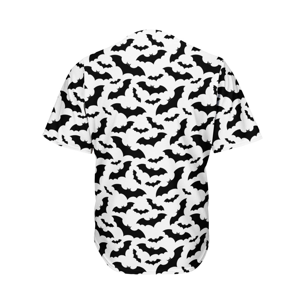 White And Black Halloween Bat Print Men's Baseball Jersey